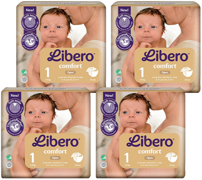 Libero 麗貝樂 Comfort 黏貼型尿布 2~5kg, 第1階段, 96片