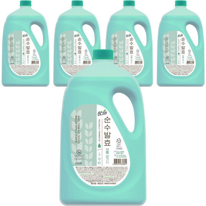 참그린 순수발효 식물 설거지 주방세제, 3.87L, 5개