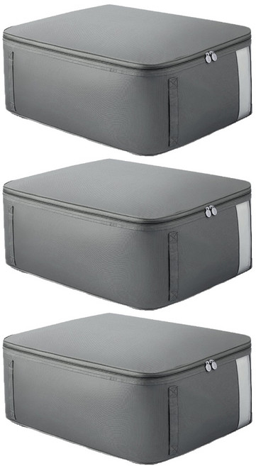 리빙공감 대용량 의류 이불 수납 정리 파우치, 그레이, 3개