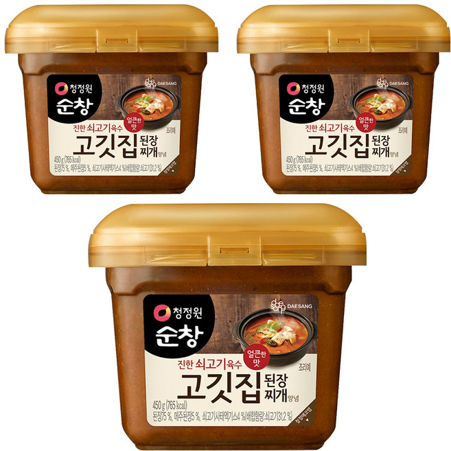 청정원순창 고깃집 된장찌개 양념, 450g, 3개