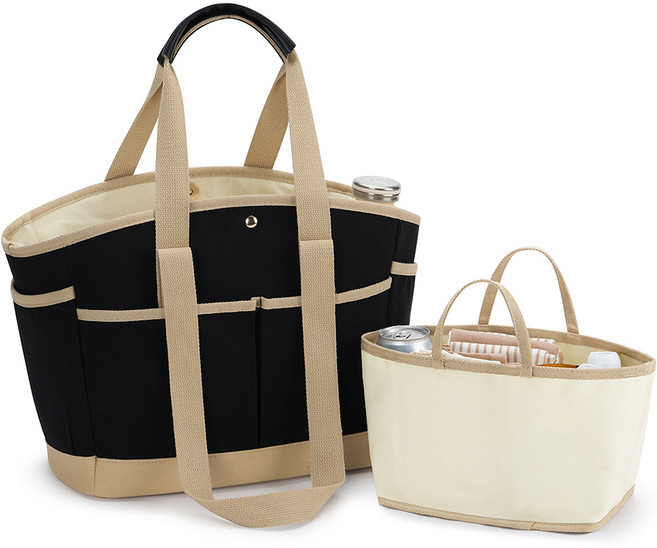 애드에딧 라피네 대용량 캔버스 기저귀 가방 + 이너백 세트, Black