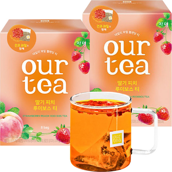 아워티 쟈뎅 딸기 피치 루이보스 티, 18.7g, 8개입, 2개