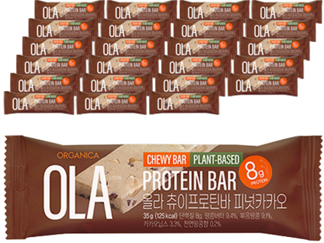 올가니카 올라 츄이프로틴바 피넛카카오, 35g, 24개