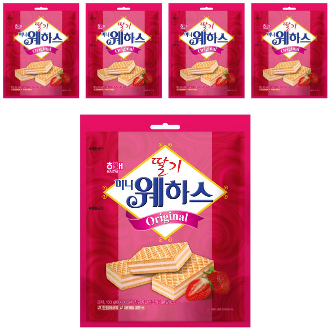해태제과 딸기 미니 웨하스, 150g, 5개
