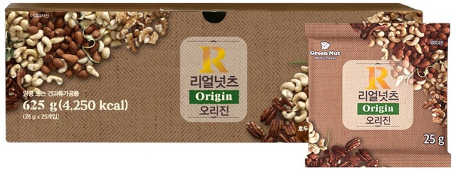 그린너트 리얼넛츠 오리진 믹스넛, 25g, 100개