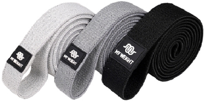 마이웨잇 파워 홈트 밴드 3종 + 파우치 세트, 화이트 + 그레이 + 블랙, 1개
