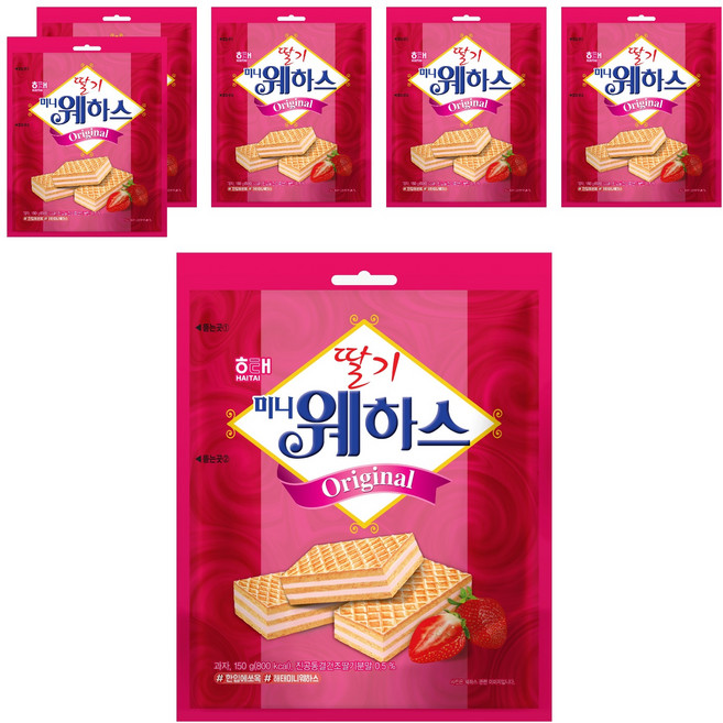 해태제과 딸기 미니 웨하스, 150g, 6개