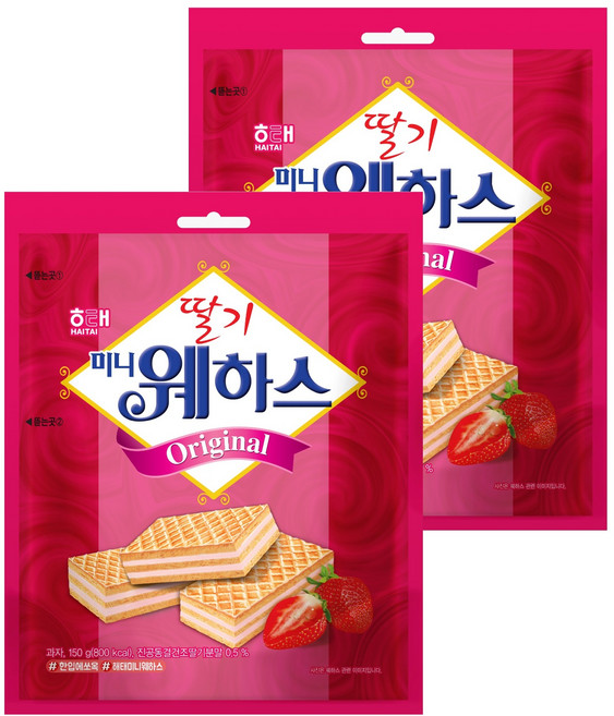 해태제과 딸기 미니 웨하스, 150g, 2개