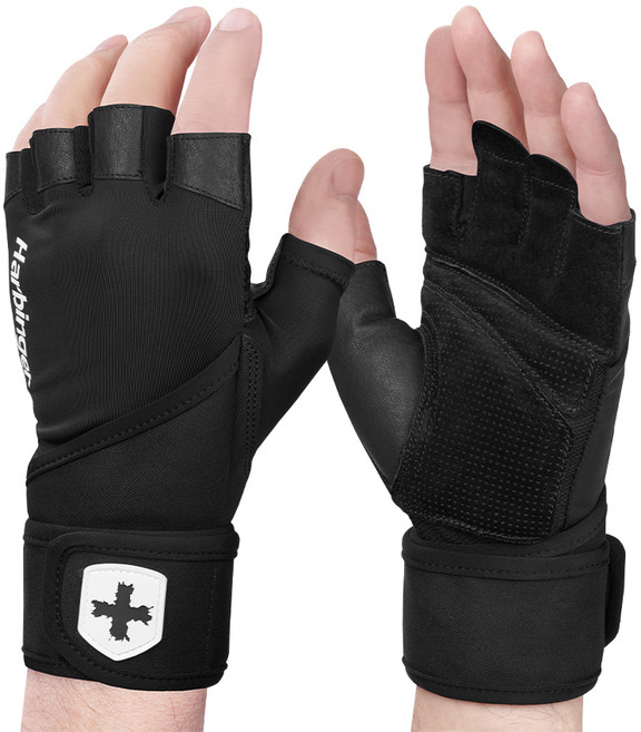 하빈져 프로 리스트랩 글러브 2.0 헬스장갑, 블랙, 1세트