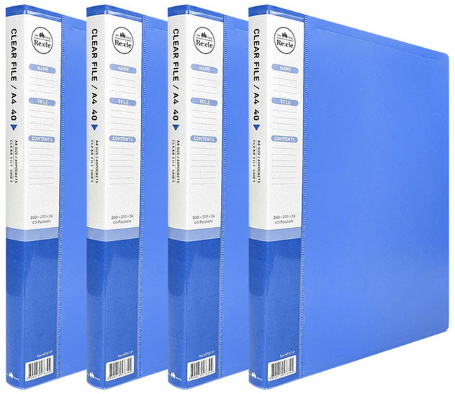 희망사무포인트 리클 클리어 파일 40매, 파랑, 4개
