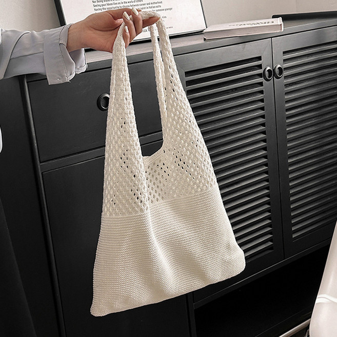 엘쏘 여성용 니트 라탄 그물가방