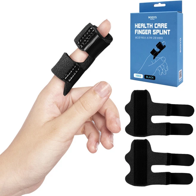 바디큐 닥터스 손가락 고정 보호대 2p, 1세트, 블랙 - 쿠팡