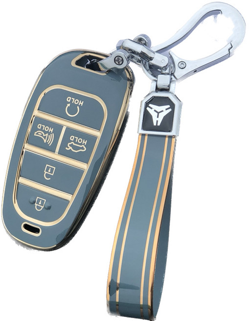 크로니클 현대 프리미엄 케이스 5버튼 전용 키홀더, 청록, 현대 신형5버튼타입