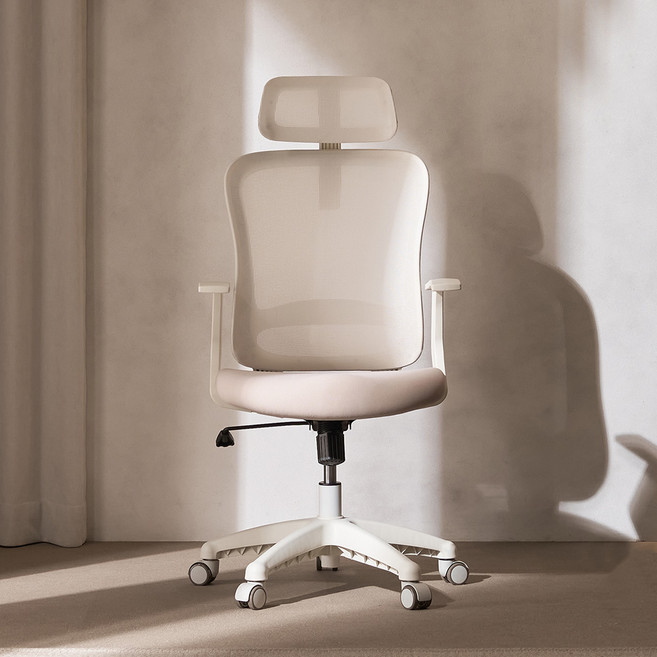 에르먼 S20 HD 사무용 메쉬 책상의자, 오트베이지