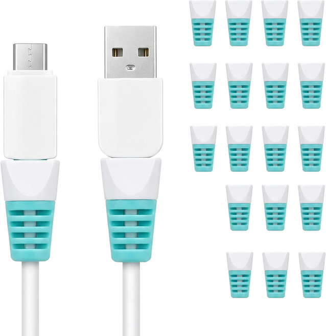 쿠말 휴대폰 단선 방지 충전 케이블 보호캡 2.4 x 1.3 cm, 민트, 20개
