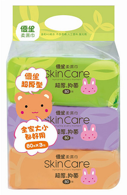 US baby 優生 柔濕巾 超厚型, 80張, 3包