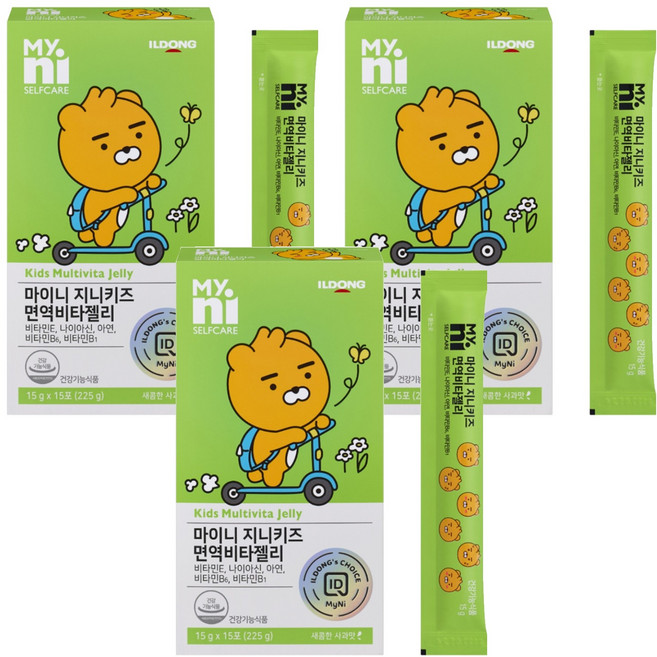 마이니 지니키즈 면역 비타젤리 15p, 225g, 3개