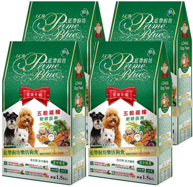 LCB 藍帶廚坊 五穀雜糧 新鮮蔬果 乾飼料, 樂活五穀雜糧, 1.5kg, 4袋