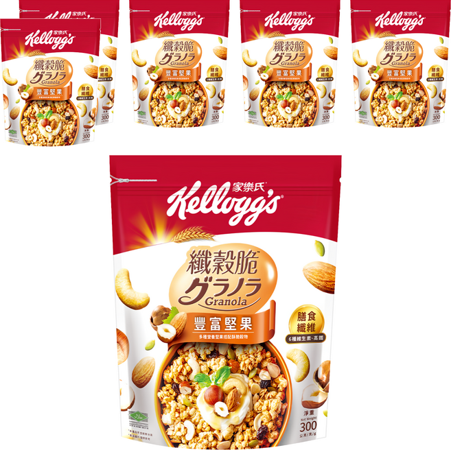 Kellogg's 家樂氏 Granola 纖穀脆 豐富堅果, 300g, 6包