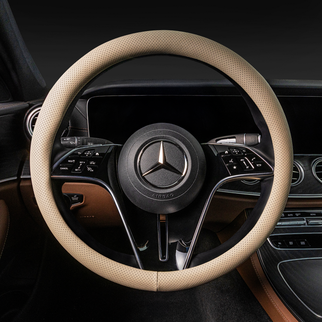 메이튼 자동차 차량용 가죽 핸들커버 순정형, 코튼베이지