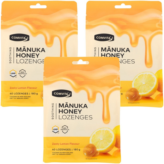 콤비타 UMF 10플러스 마누카꿀 로젠지 프로폴리스 레몬 사탕, 180g, 3개