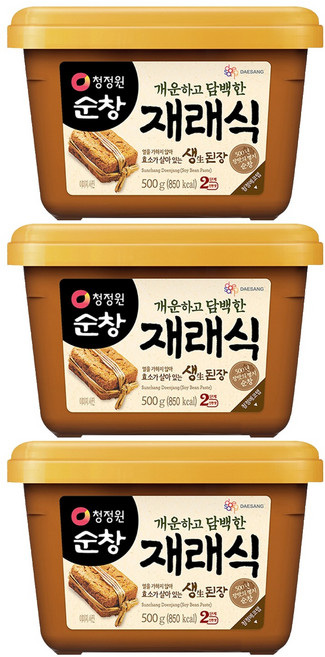 청정원순창 재래식 생된장, 500g, 3개