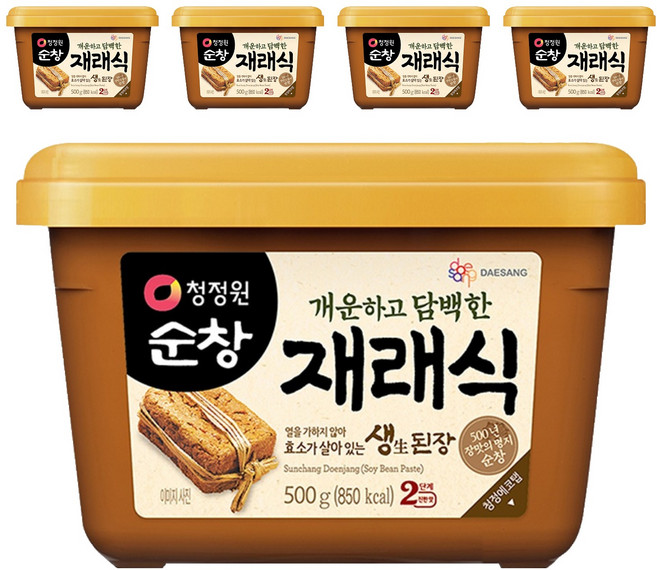 청정원순창 개운하고 담백한 재래식 생된장, 500g, 5개