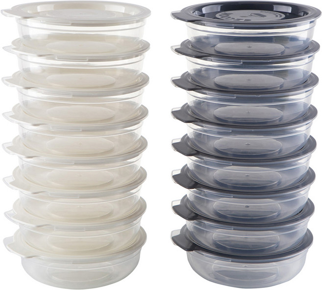 이지앤프리 패밀리 보관용기 홈세트, 1세트, 450ml(16p) + 뚜껑 그레이 8p + 뚜껑 화이트 8p