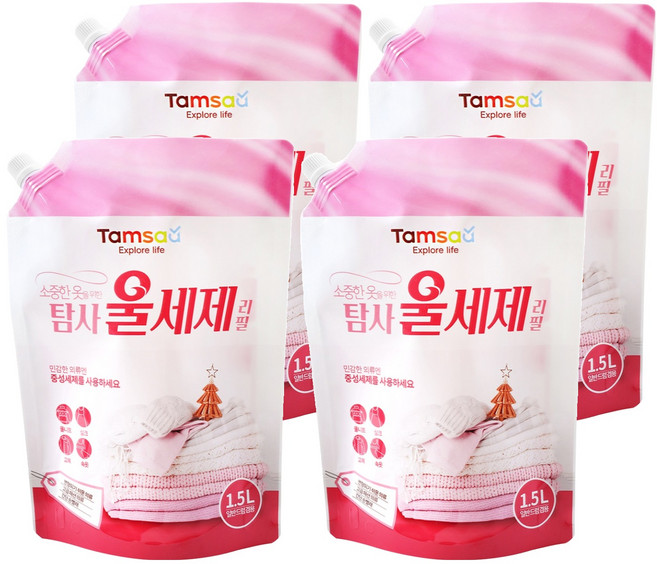 Tamsaa Wool中性洗衣精, 1.5L, 4包