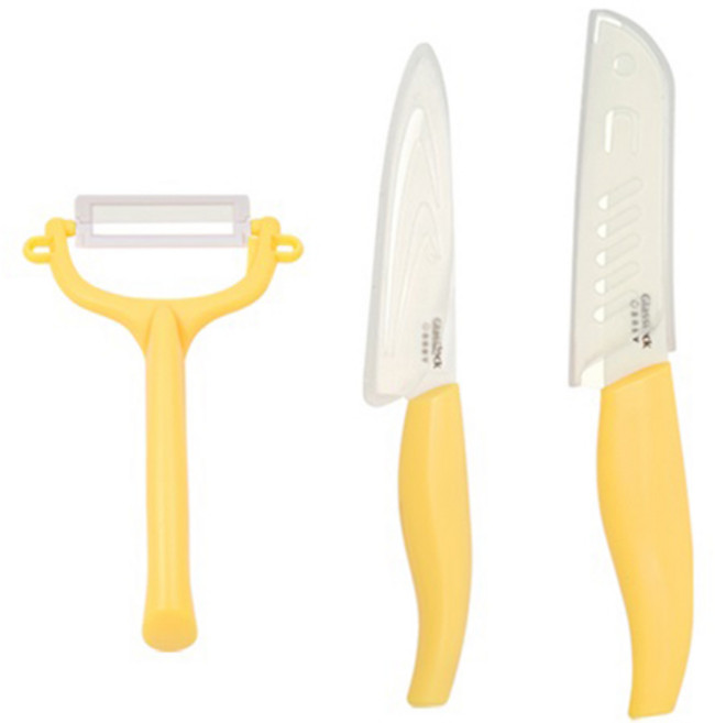 글라스락 베이비 이유식 세라믹 칼 3종 세트, 칼 2종 + 필러, 1세트, 옐로우