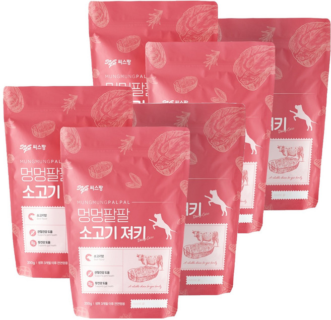 멍멍팔팔 져키, 소고기맛, 200g, 6개