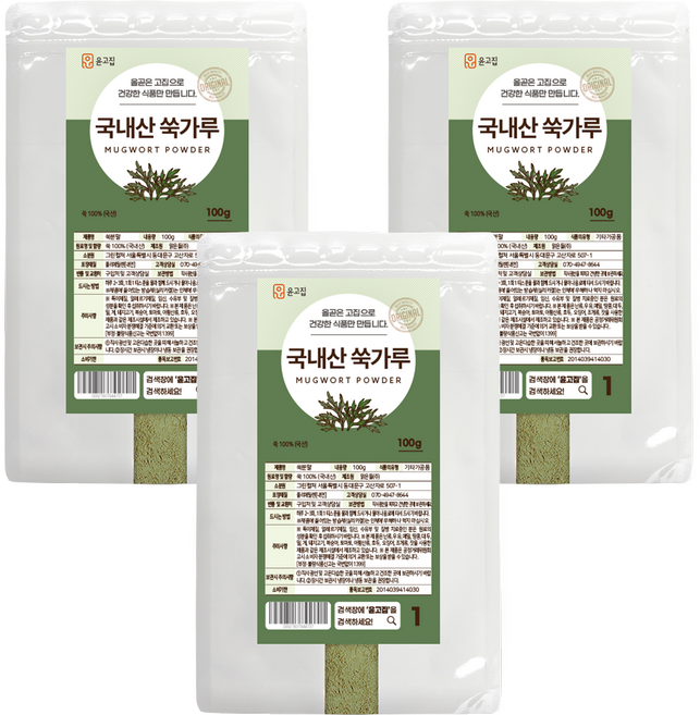 윤고집 쑥가루, 100g, 3개
