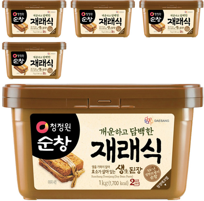 청정원순창 재래식 생된장, 1kg, 5개
