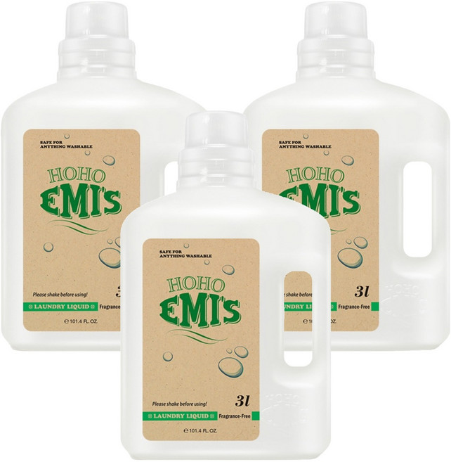 호호에미 무향 유아 세제, 3L, 3개