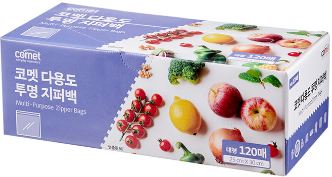 코멧 다용도 투명 지퍼백, 대(L), 120개입, 1개