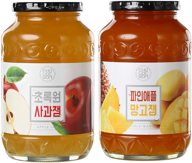 초록원 사과잼 1kg + 파인애플망고잼 1kg, 1세트