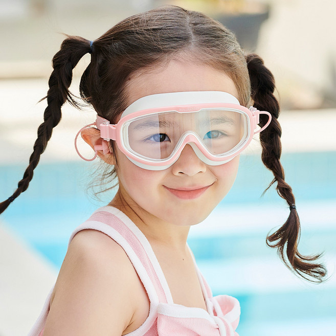 아띠래빗 유아용 와이드 귀마개 물안경, 핑크, 1개