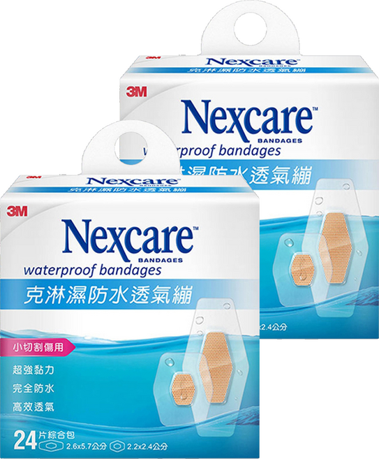 3M Nexcare 防水透氣繃 2.6 x 5.7cm 16片 + 圓點型8片, 24片, 2盒