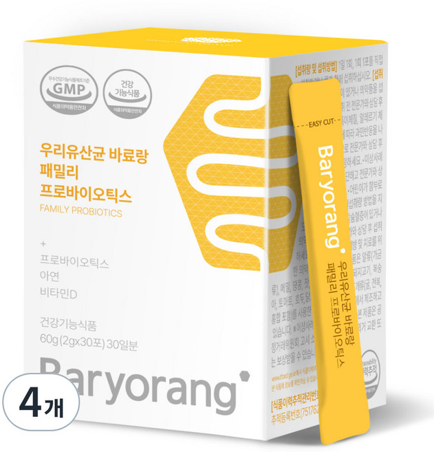 바료랑 우리 유산균 패밀리 프로바이오틱스, 60g, 4개