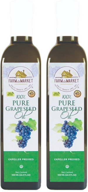 Farm to Market 未精製壓榨葡萄籽油葡萄籽油 500ml, 2瓶