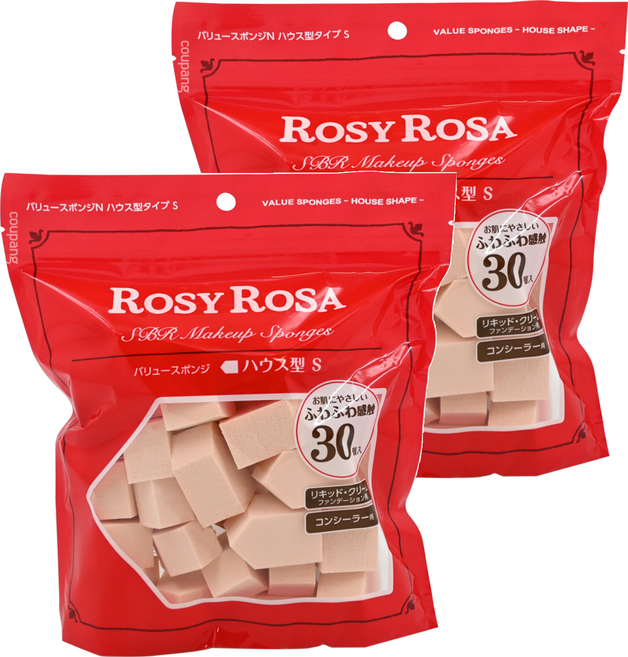 ROSY ROSA SBR 化妝海綿 S 30入 液狀/霜狀粉底/遮瑕膏, 五角型, 2包