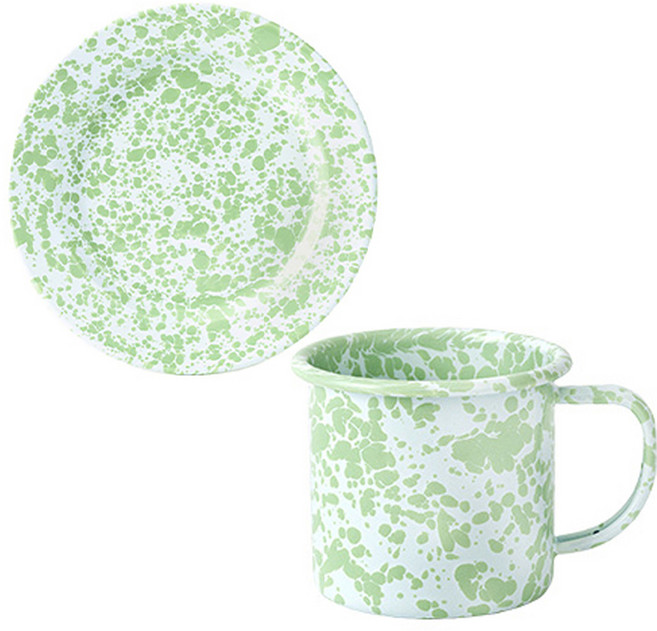 크로우캐년홈 D11 마블 라인 머그컵 340ml + D99 플랫플레이트 20cm, 민트, 1세트