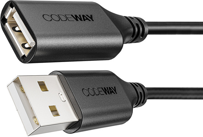 CODEWAY USB 2.0 480Mbps 公對母 高速傳輸延長線, 5m, 黑色, 1條