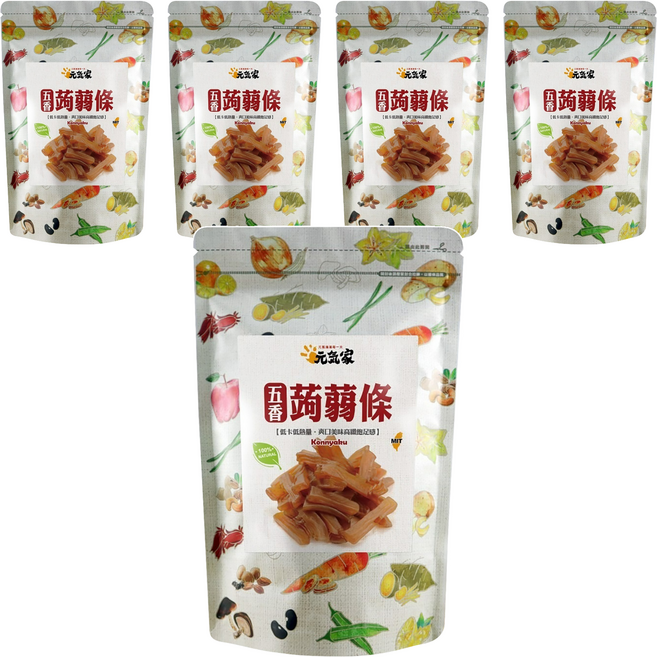 元氣家 高纖五香蒟蒻條, 200g, 5包
