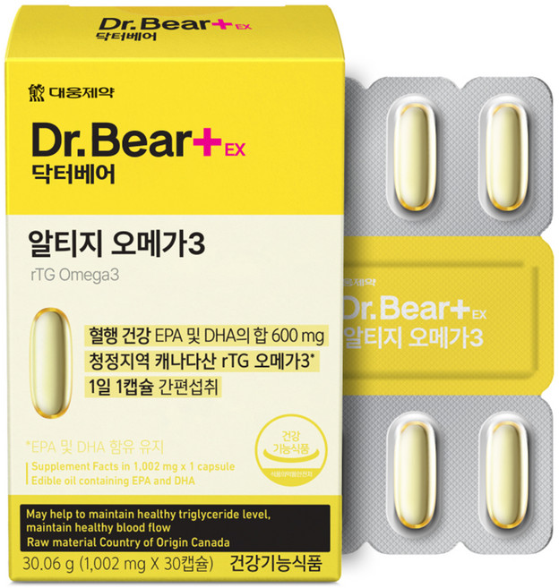 대웅제약 닥터베어EX 알티지 오메가3 30.06g, 30정, 1개
