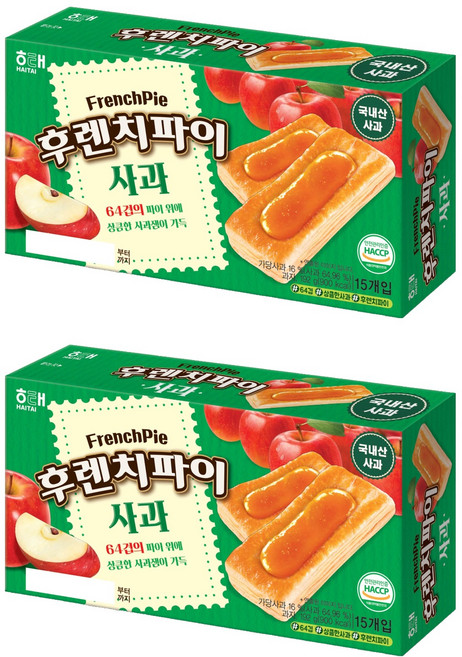 해태제과 후렌치파이 사과 15p, 192g, 2개