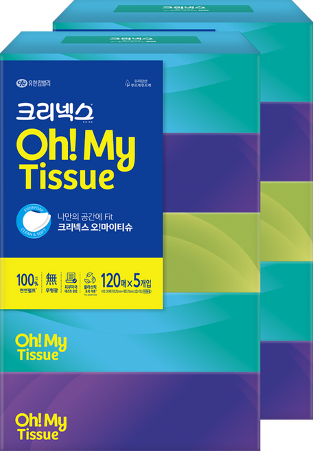 크리넥스 오마이티슈 갑티슈 2겹, 10개, 120매