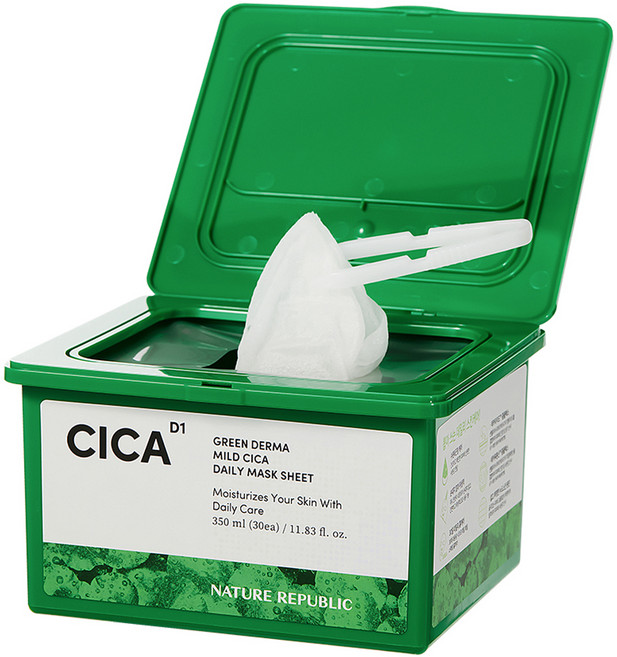 NATURE REPUBLIC Green Derma 溫和積雪草日常面膜, 1個, 30入