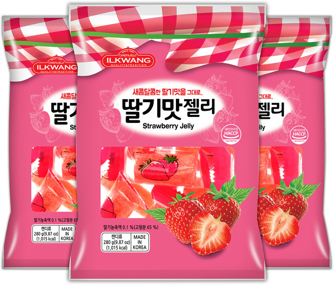 일광제과 딸기맛 젤리, 280g, 3개