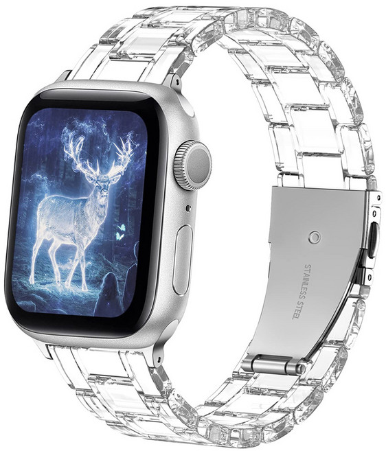 루아러블 애플워치 크리스탈 클리어 브레이슬릿 스트랩, 투명, 1개